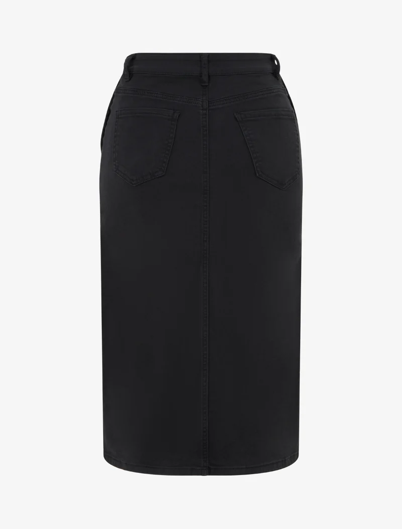 Jupe crayon en jean à poches boutonnées - Noir