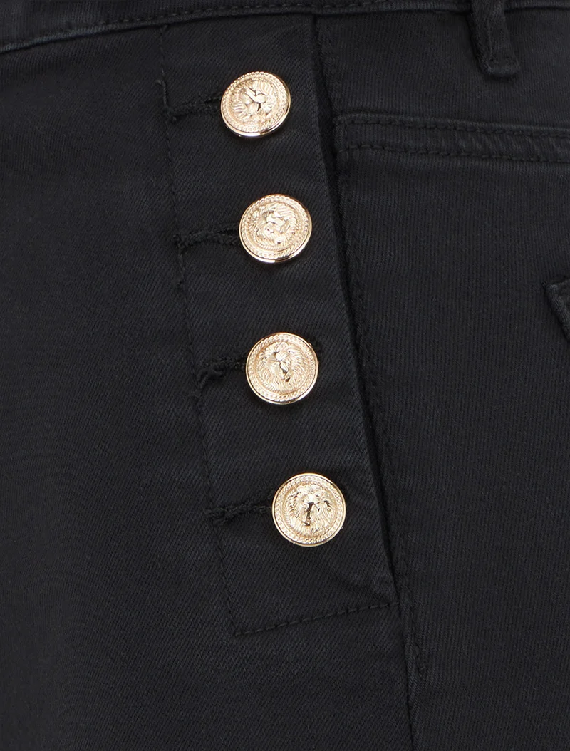 Jupe crayon en jean à poches boutonnées - Noir