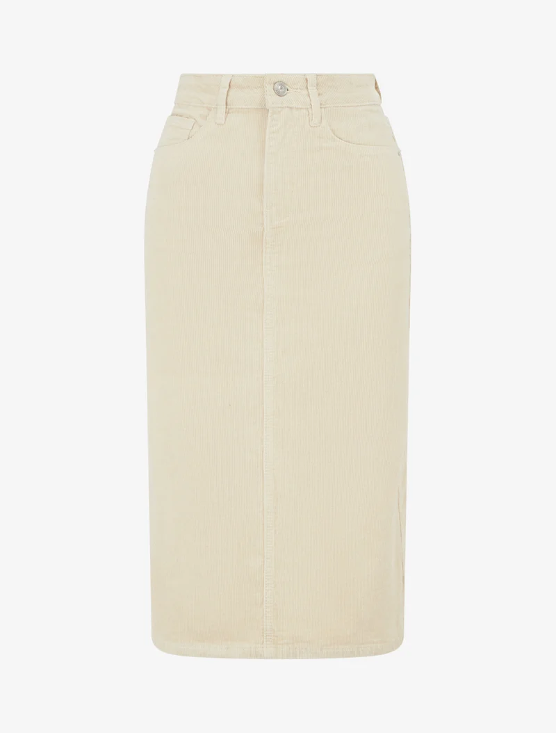 Jupe côtelée uni - Beige