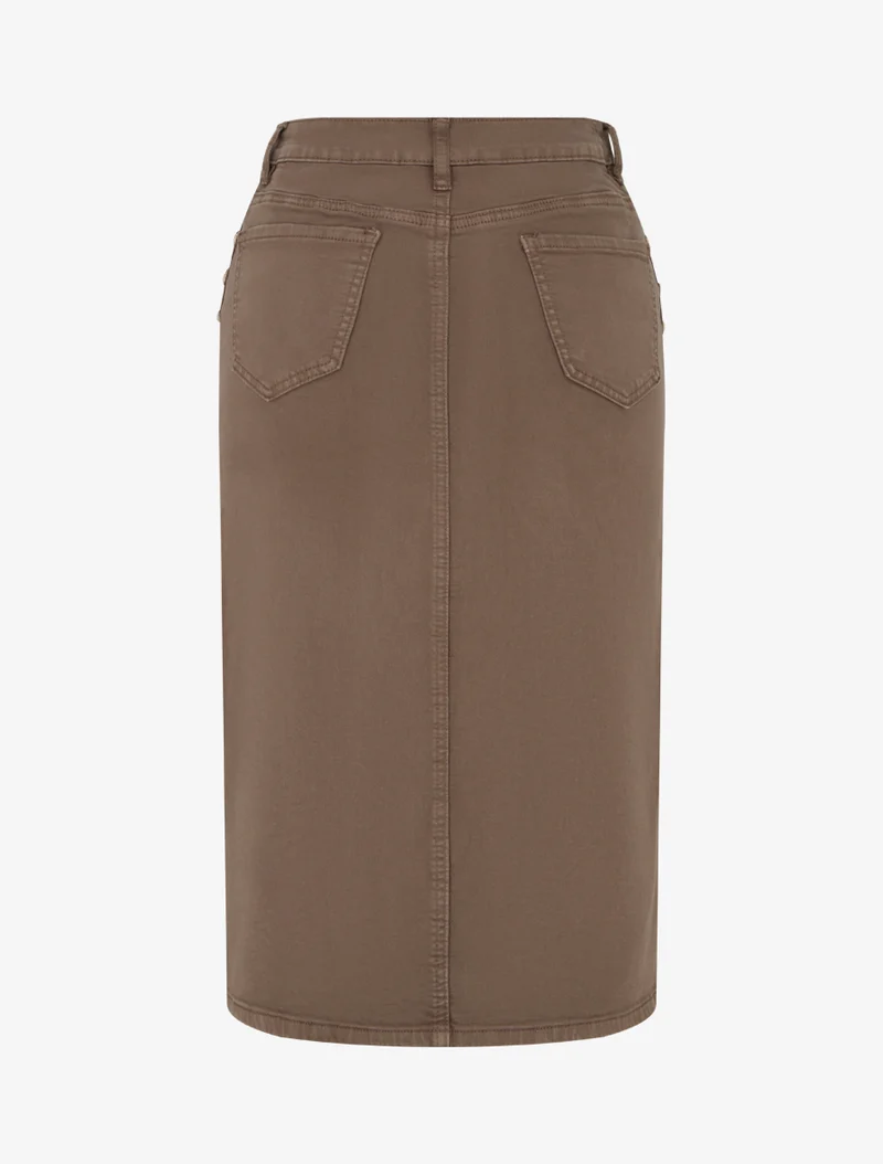 Jupe crayon en jean à poches boutonnées - Marron clair