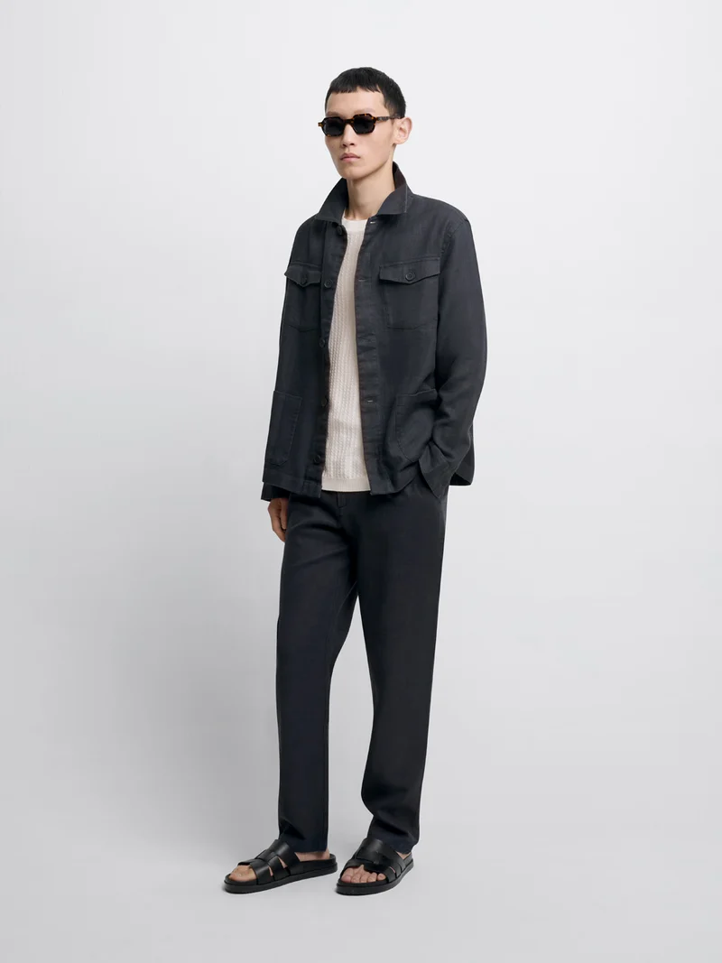 Chino en coton lin