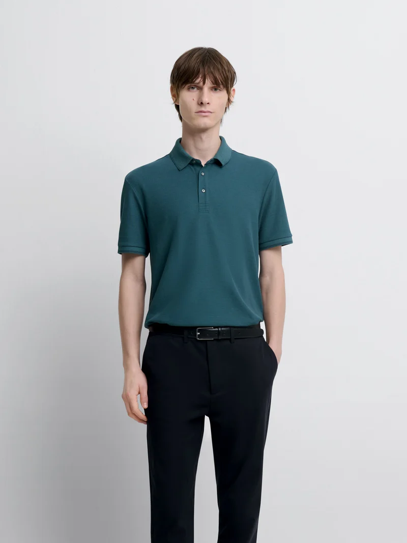 Polo col boutonné gauffré