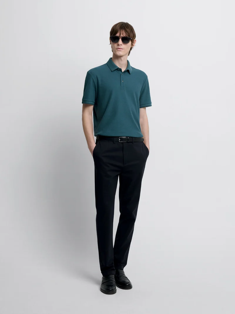 Polo col boutonné gauffré