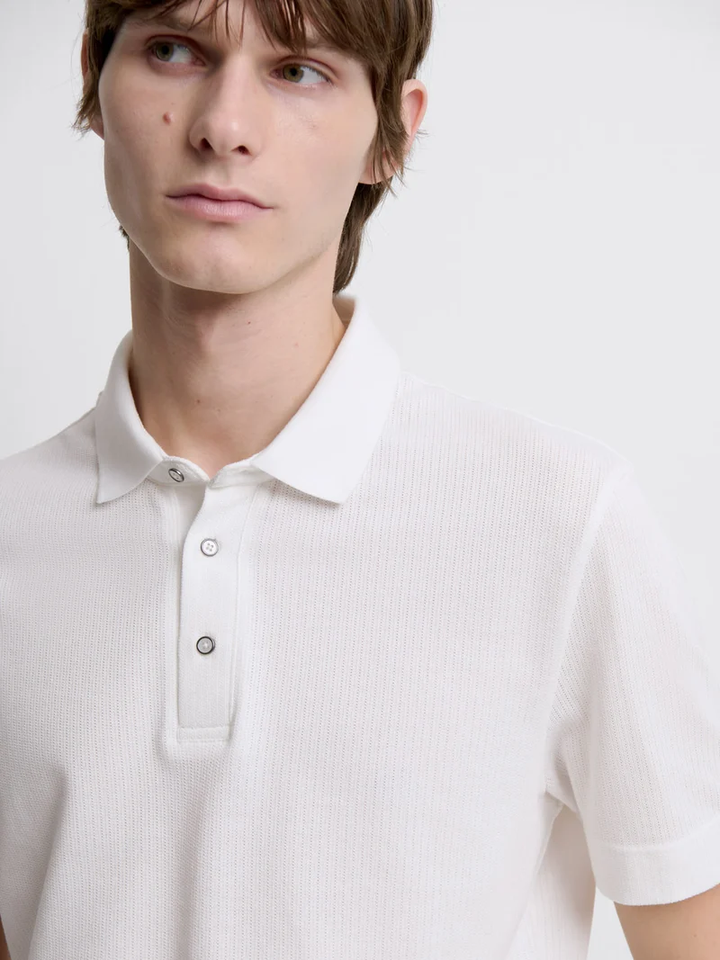 Polo col boutonné en coton