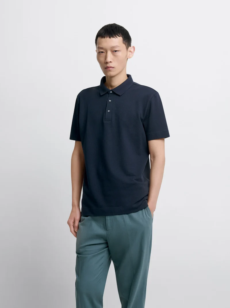 Polo col boutonné en coton