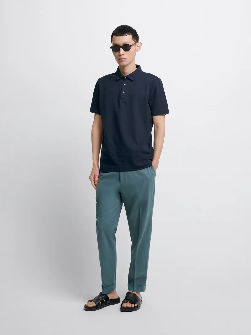 Polo col boutonné en coton