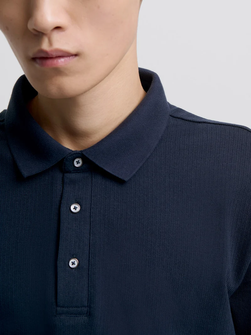 Polo col boutonné en coton