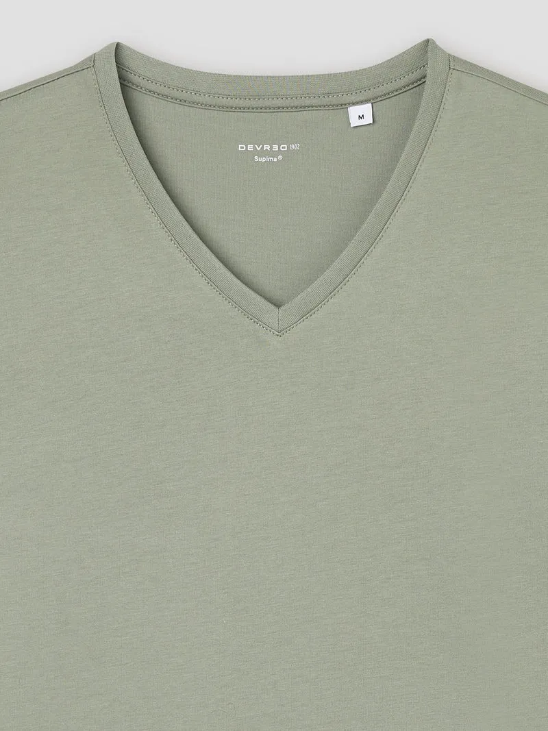 T-shirt col V en coton Supima®