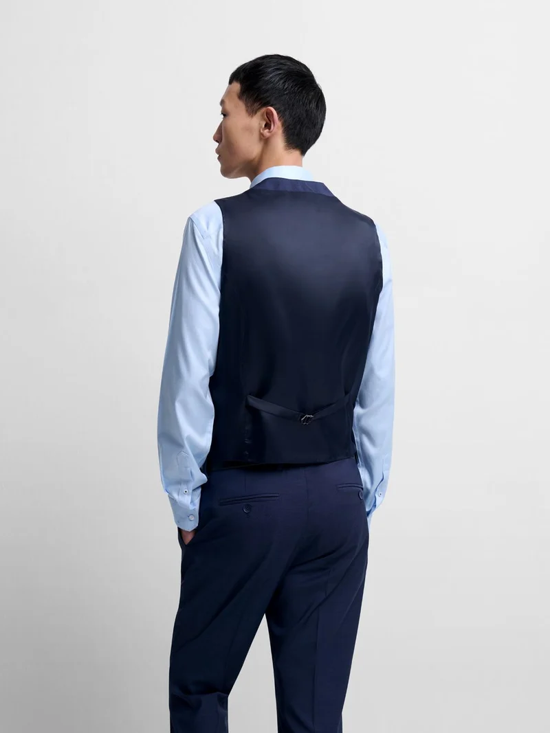 Costume 3 pièces slim en laine bleu nuit