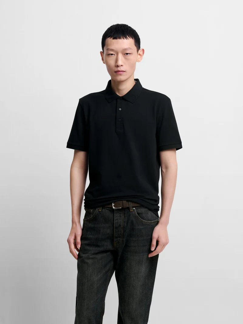Polo col boutonné en coton