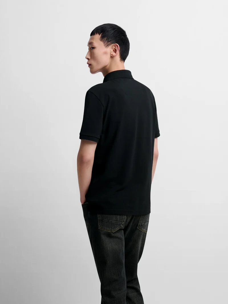 Polo col boutonné en coton