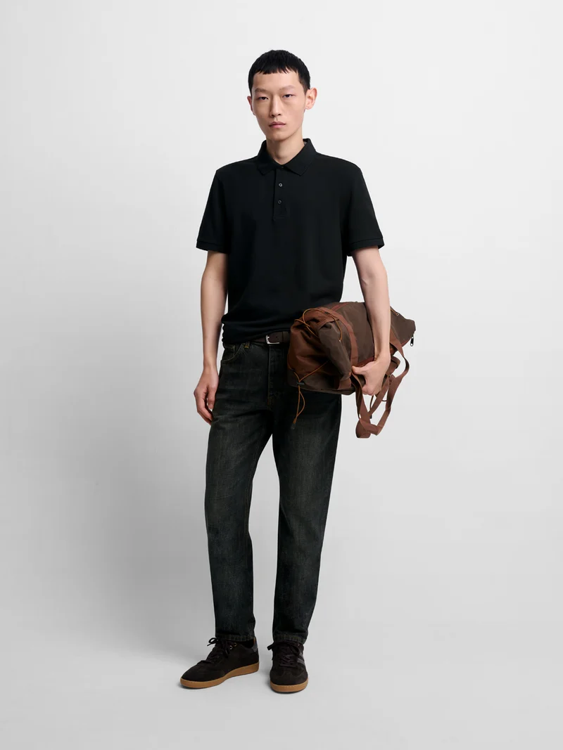 Polo col boutonné en coton