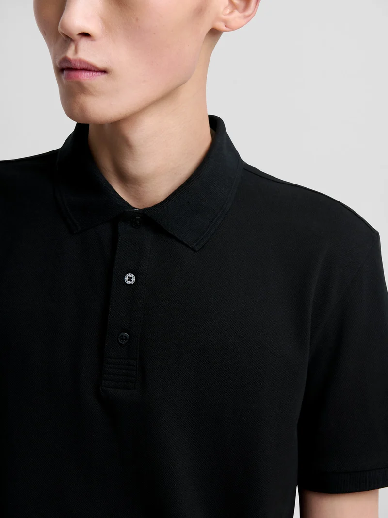 Polo col boutonné en coton