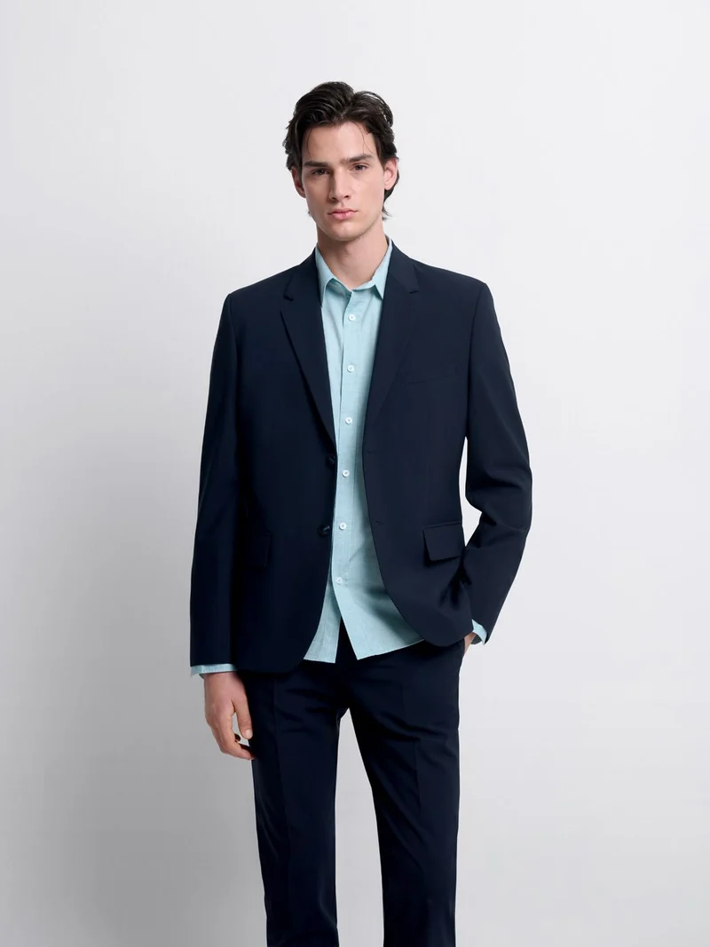 Costume 2 pièces extraslim en laine bleu