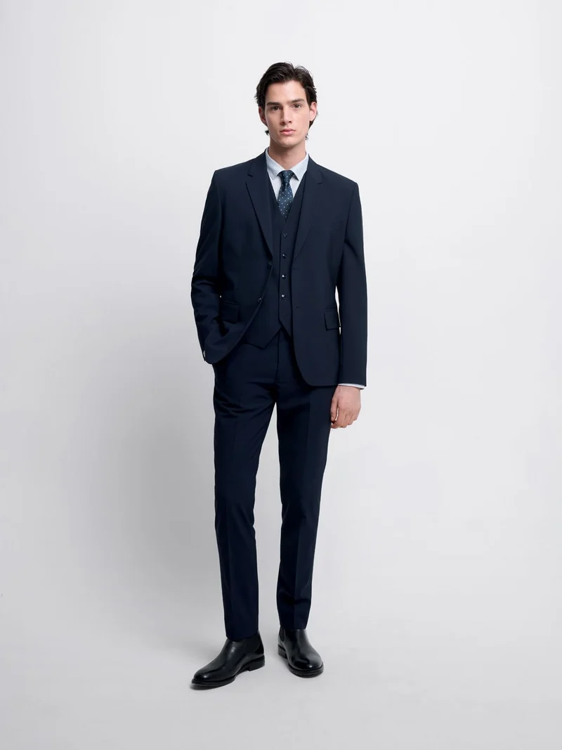 Costume 3 pièces extraslim en laine bleu