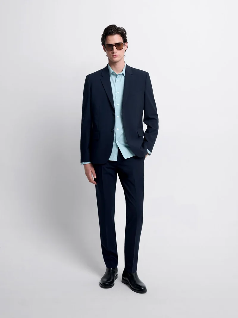 Costume 3 pièces extraslim en laine bleu