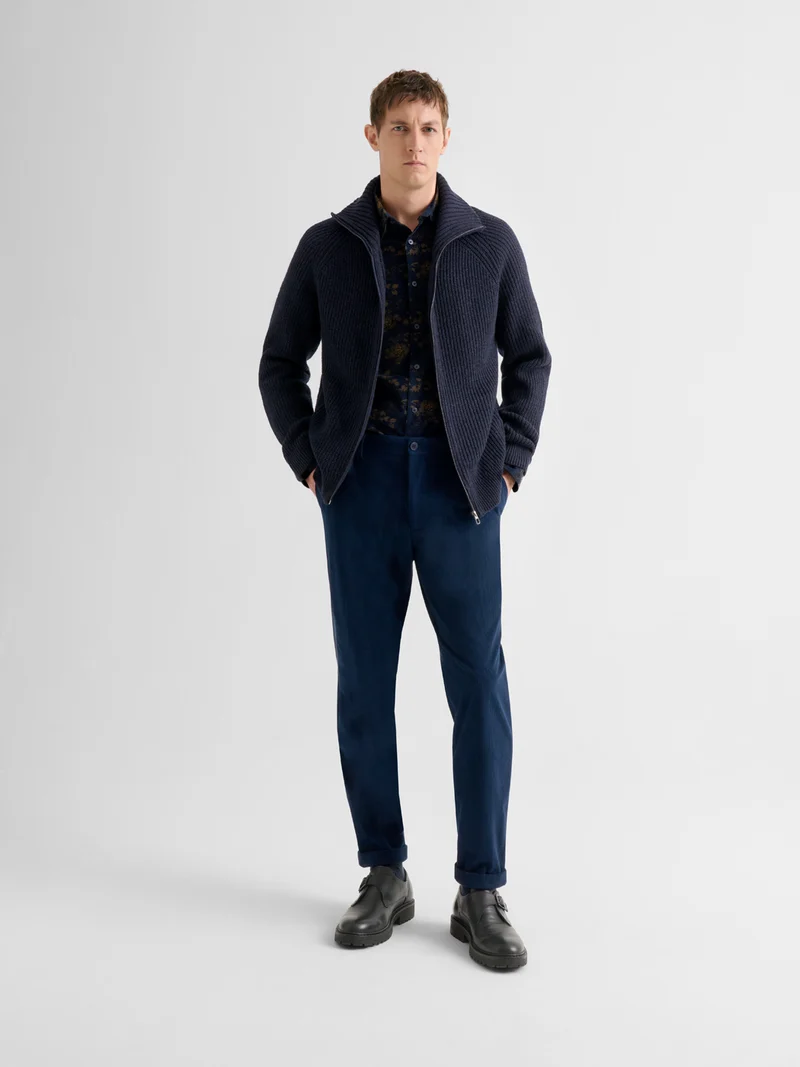 Cardigan zippé col montant maille perlée