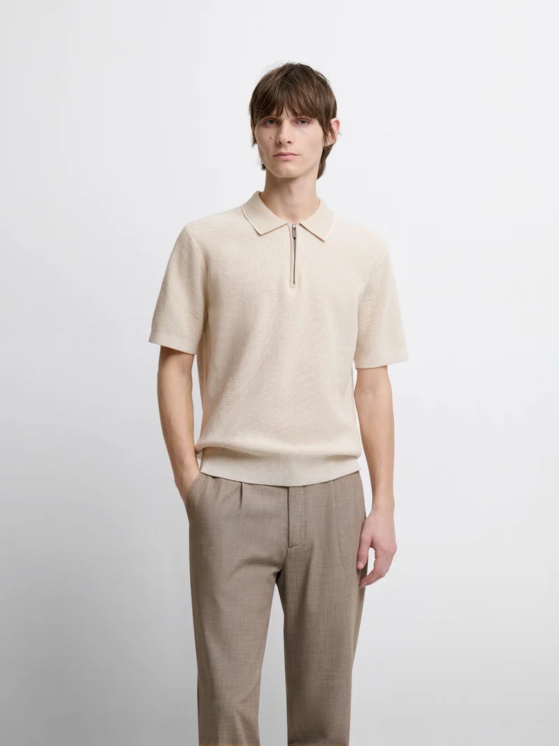 Polo col zippé en coton bio
