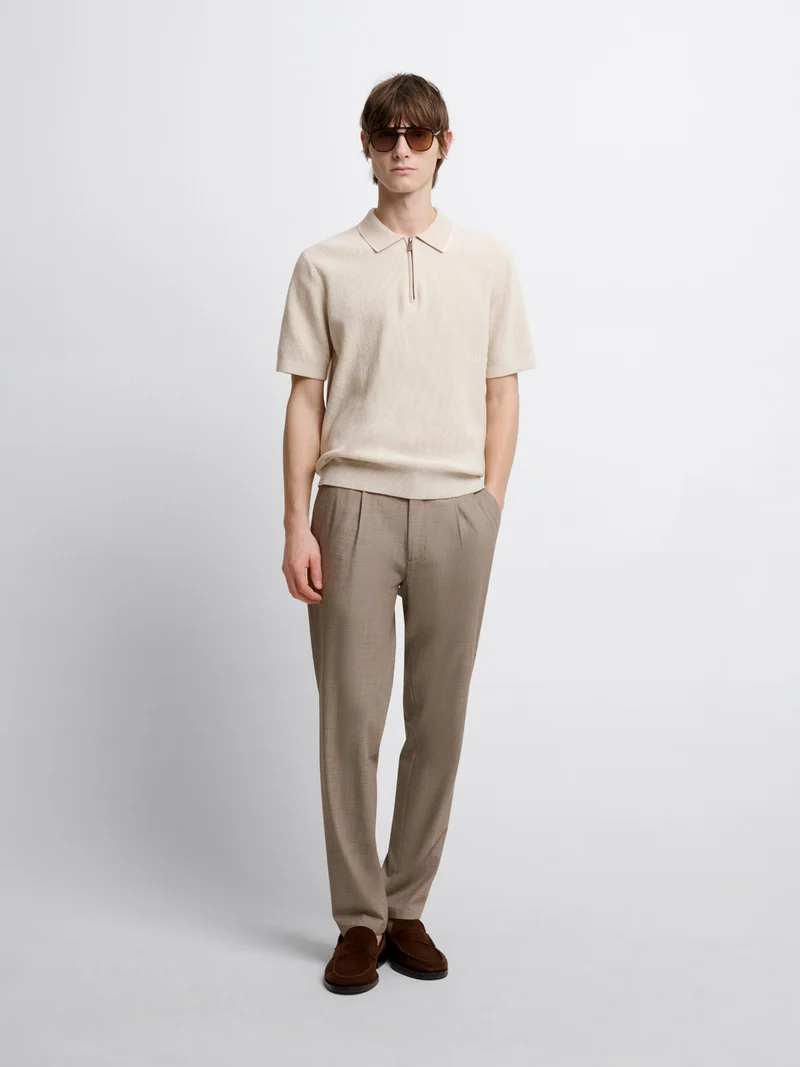 Polo col zippé en coton bio