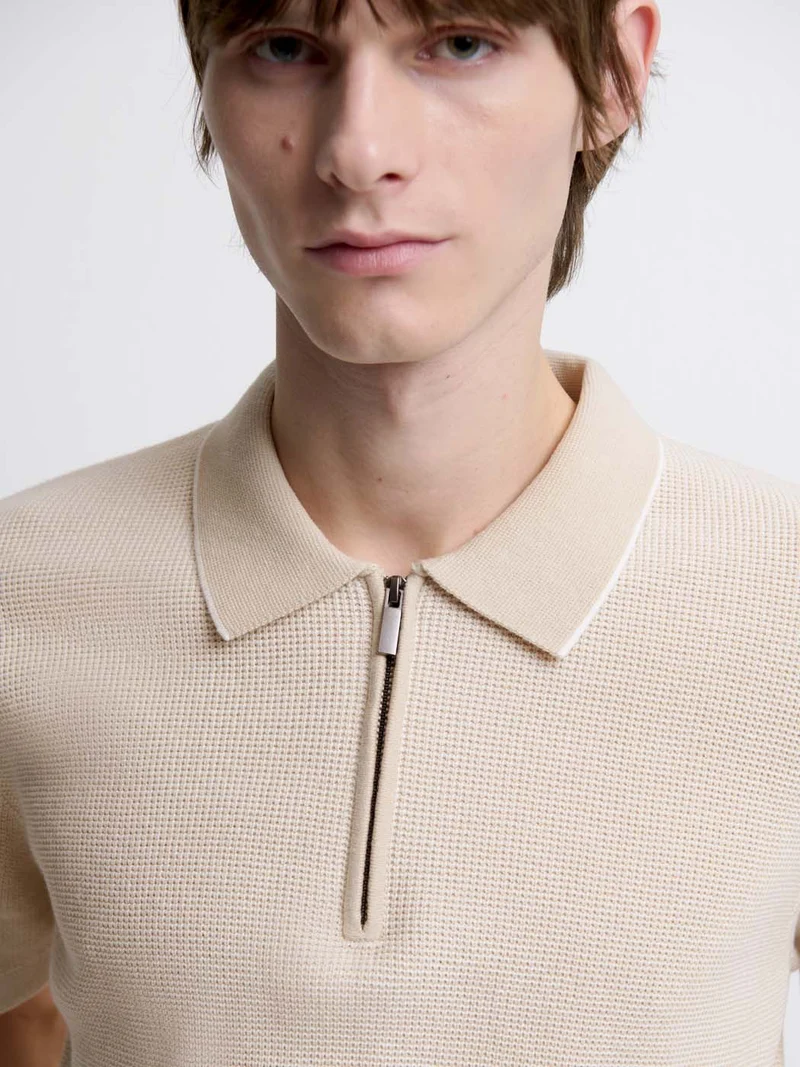 Polo col zippé en coton bio