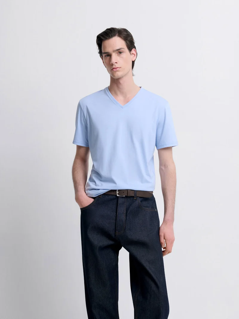 T-shirt col V mélange coton Supima®