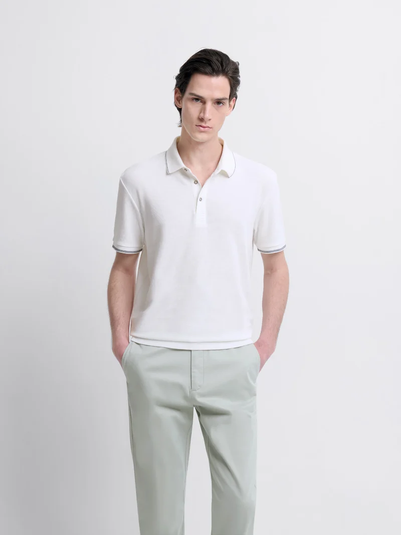 Polo col boutonné gauffré