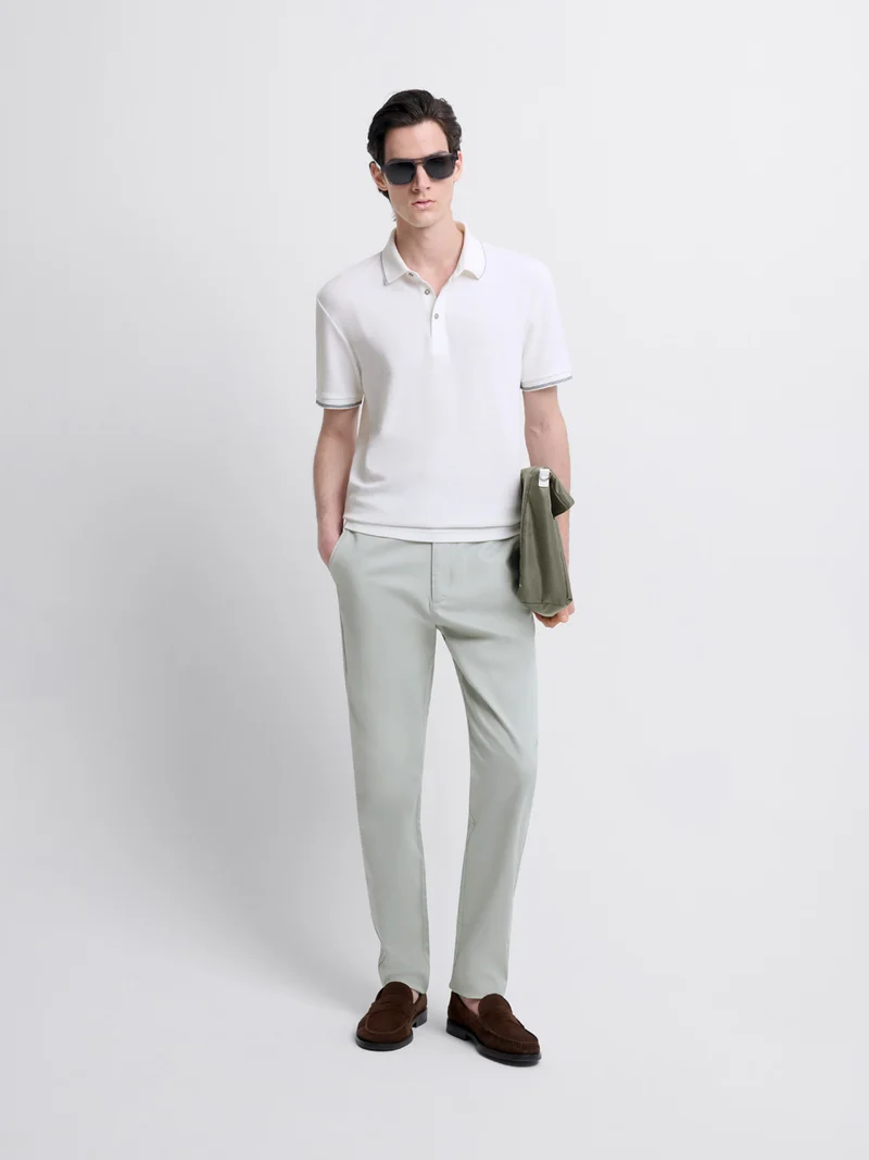 Polo col boutonné gauffré