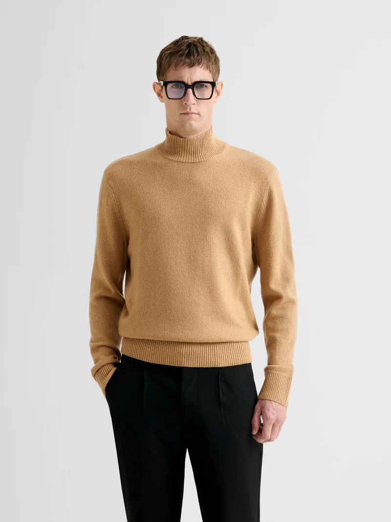 Pull col montant en laine et cachemire