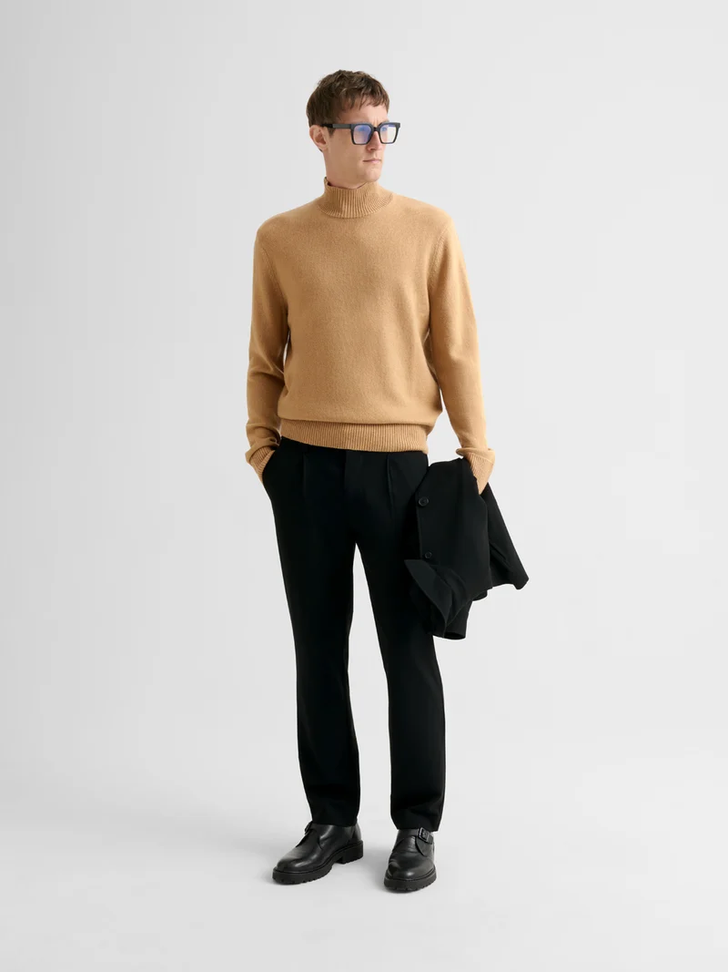 Pull col montant en laine et cachemire