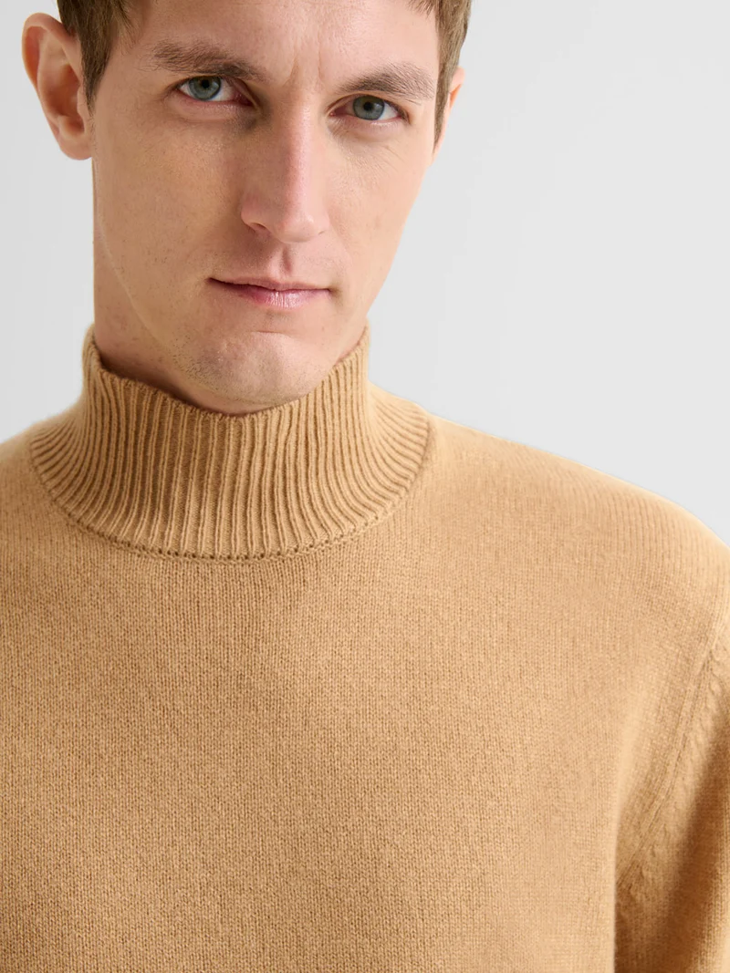 Pull col montant en laine et cachemire