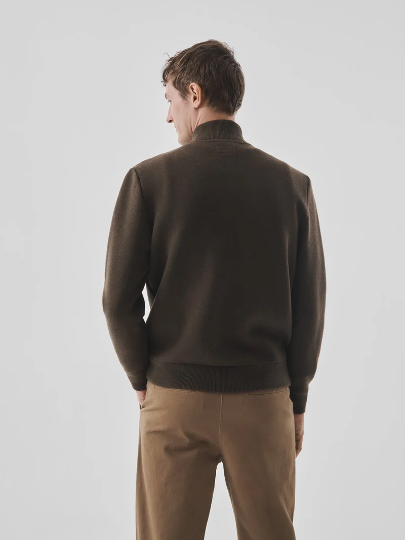 Cardigan zippé bi-matière