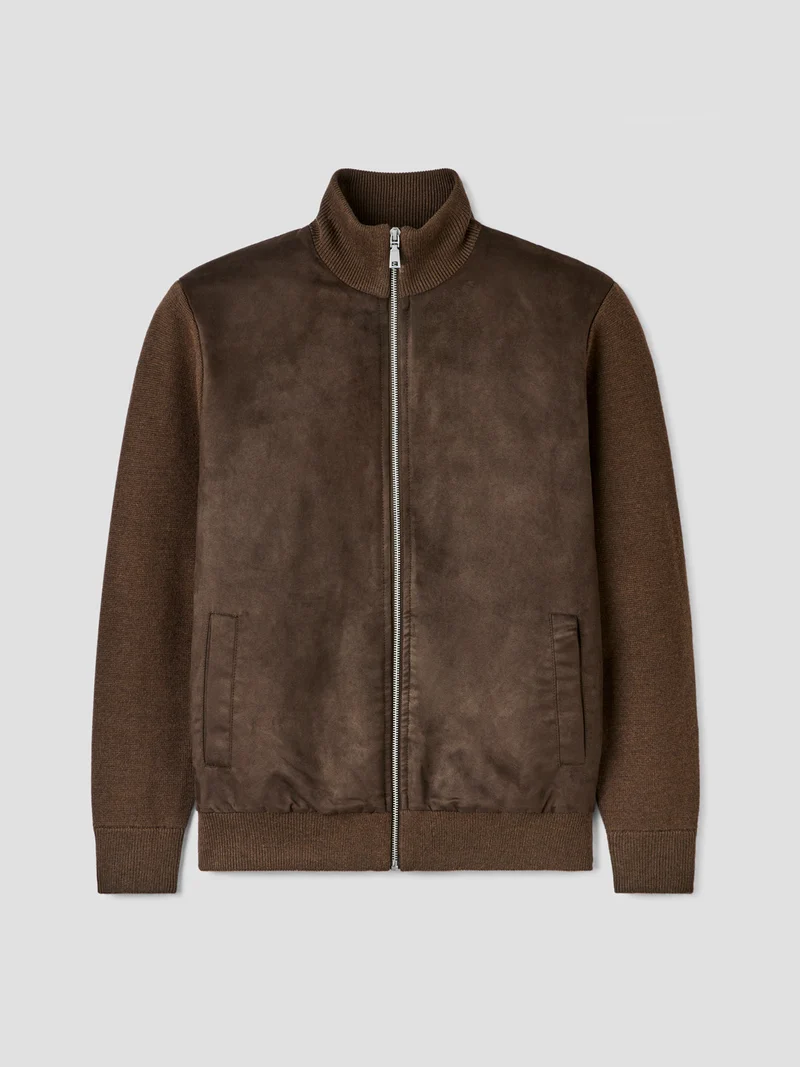 Cardigan zippé bi-matière