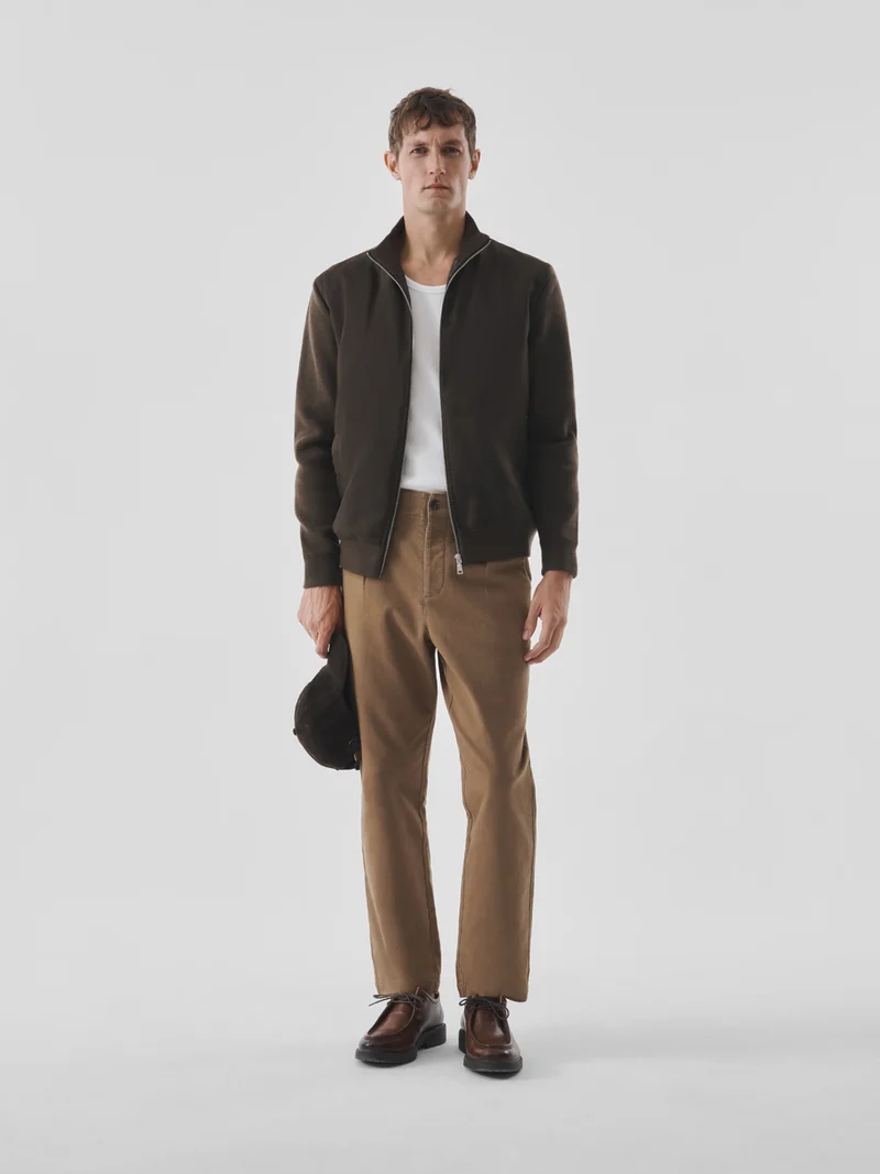 Cardigan zippé bi-matière