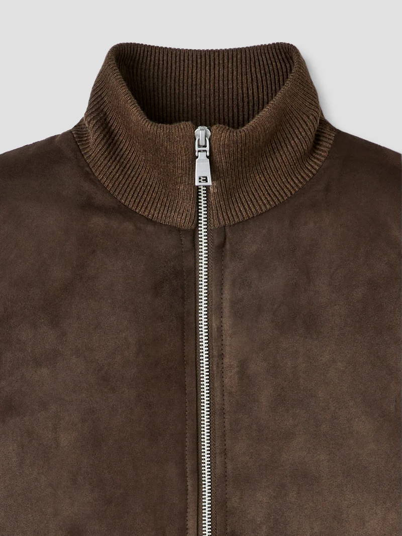 Cardigan zippé bi-matière