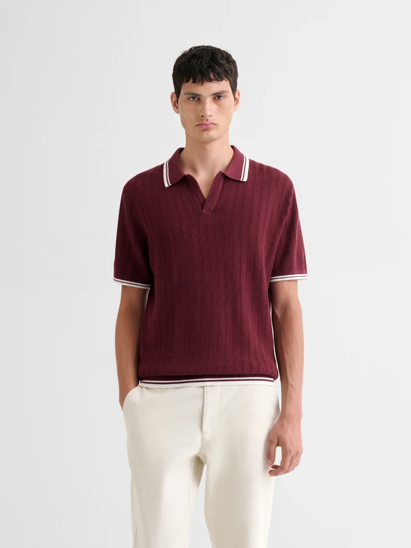 Polo col ouvert en coton biologique