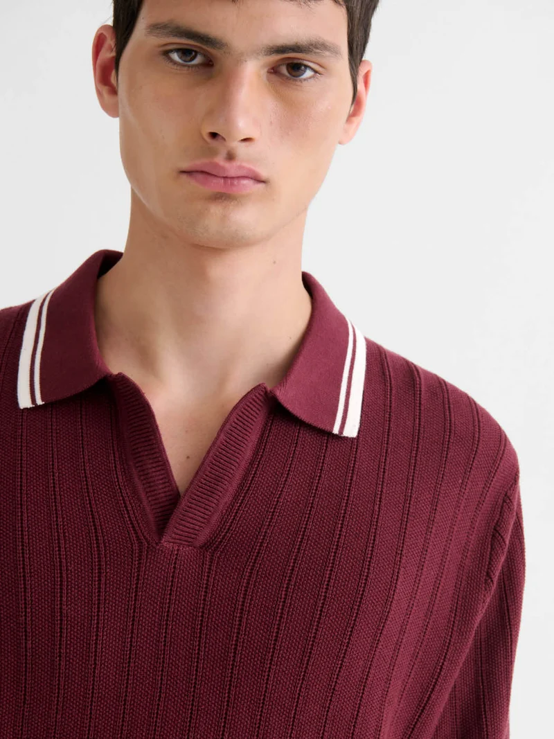Polo col ouvert en coton biologique