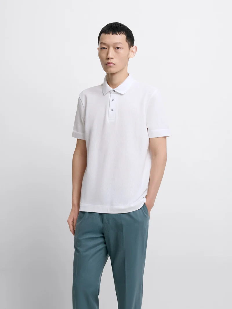 Polo col boutonné en coton