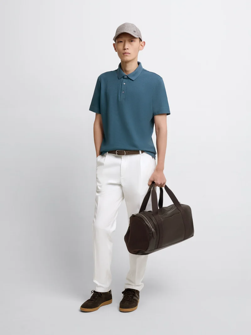 Polo col boutonné en coton