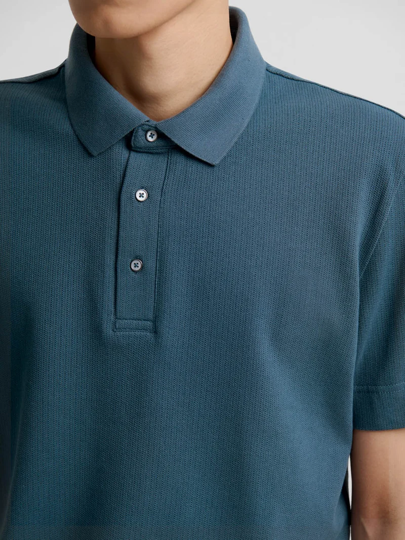 Polo col boutonné en coton