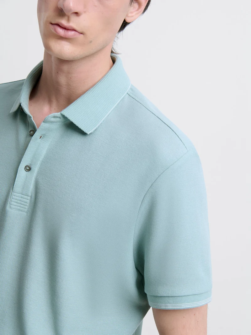 Polo col boutonné gauffré