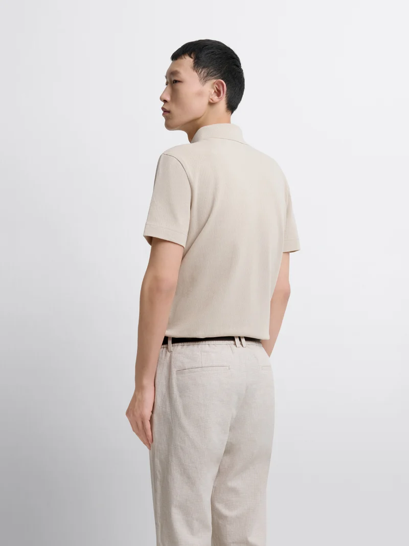 Polo col boutonné en coton