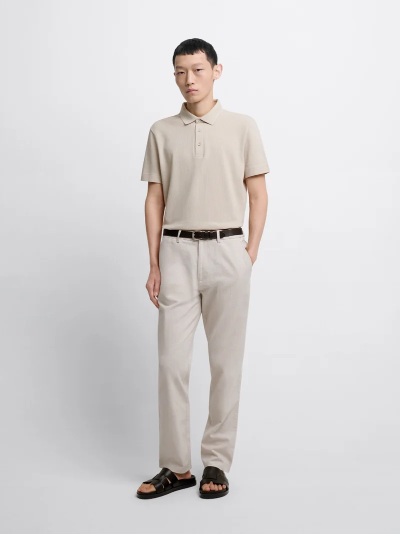 Polo col boutonné en coton
