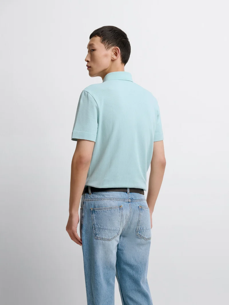 Polo col boutonné en coton