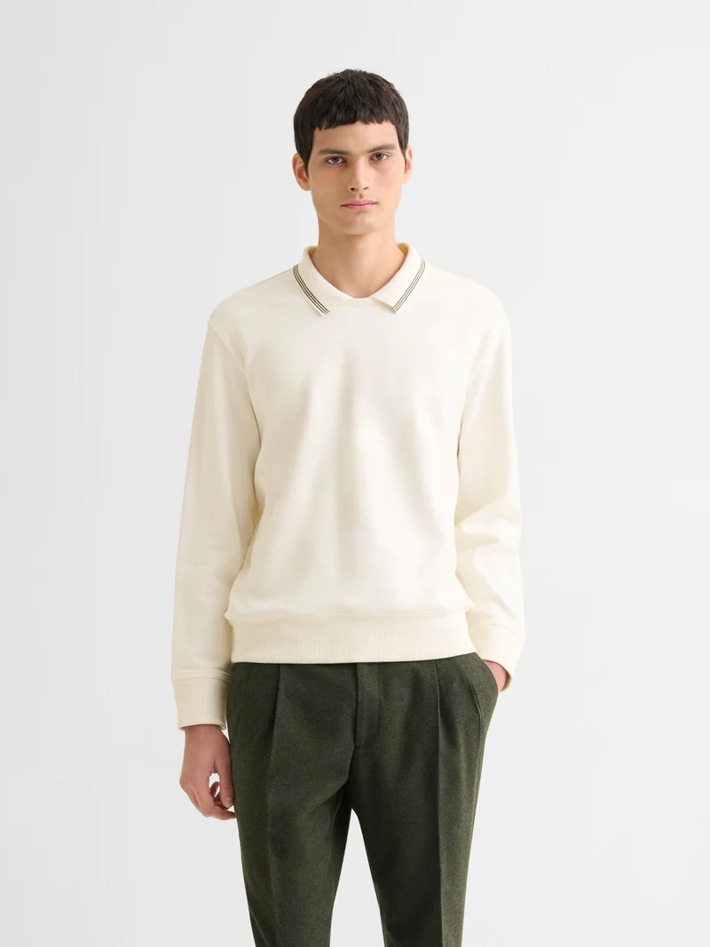 Sweat col polo rayé