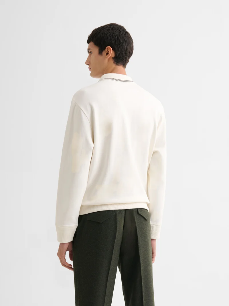 Sweat col polo rayé