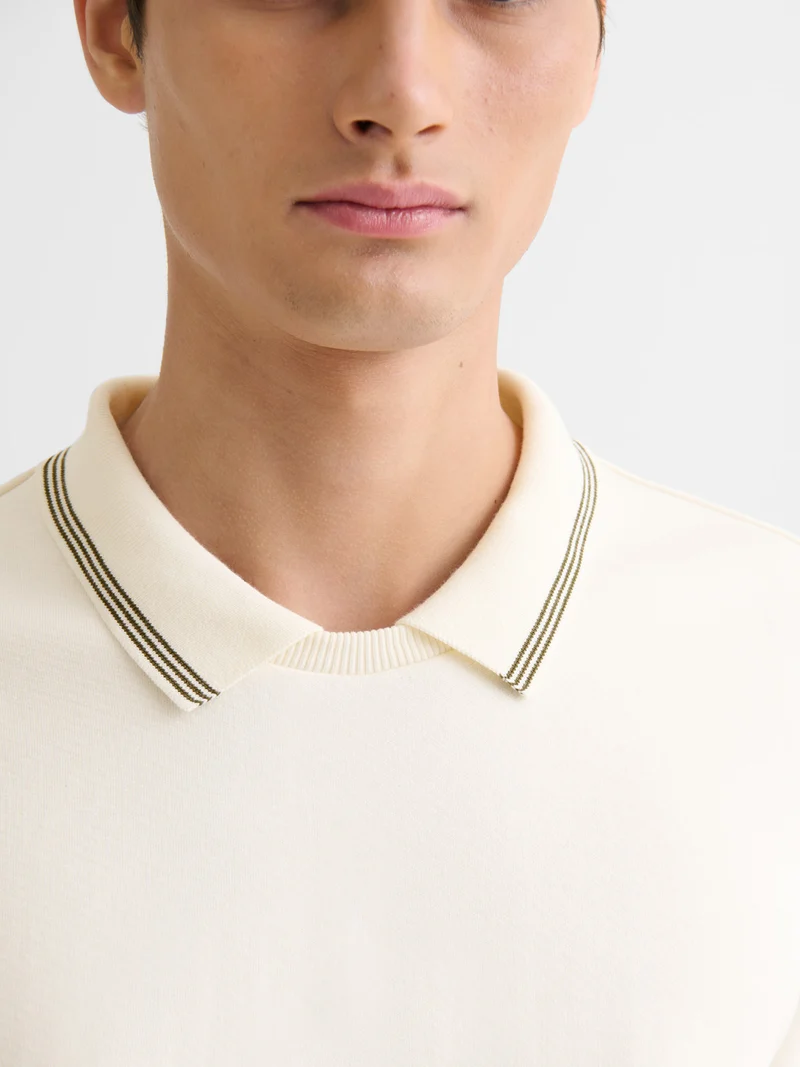 Sweat col polo rayé