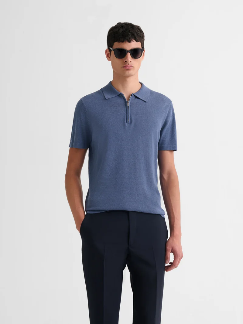 Polo zippé en jersey