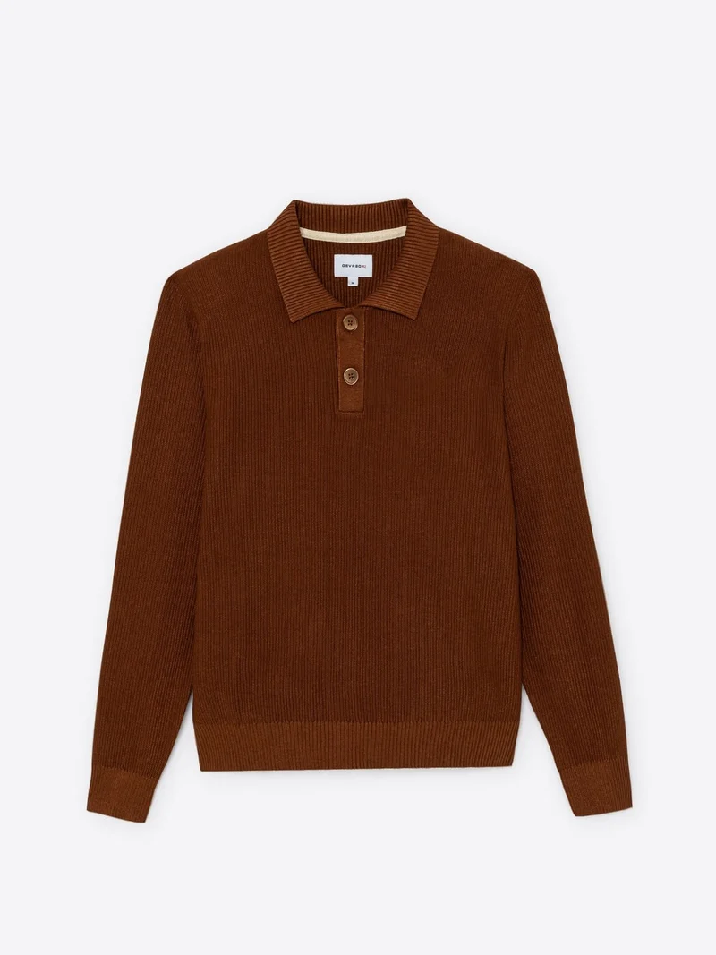 Pull polo col boutonné viscose certifiée