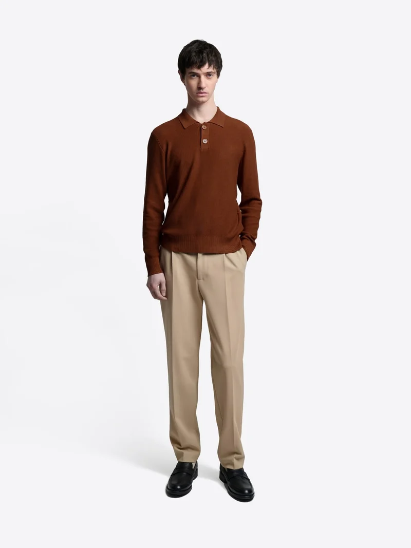 Pull polo col boutonné viscose certifiée
