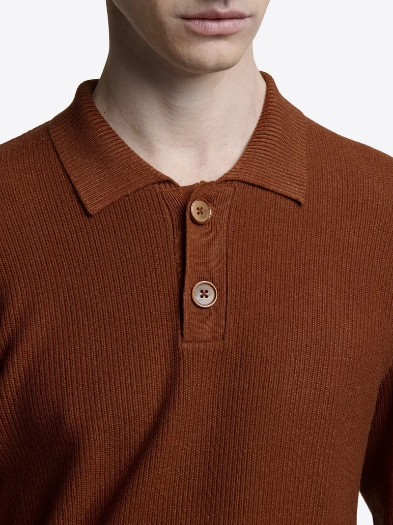 Pull polo col boutonné viscose certifiée